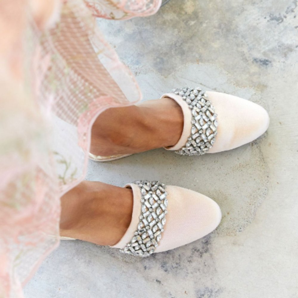 Birdies Slipper Mule Bridal Collection Songbird in Snow Crystal 9.5